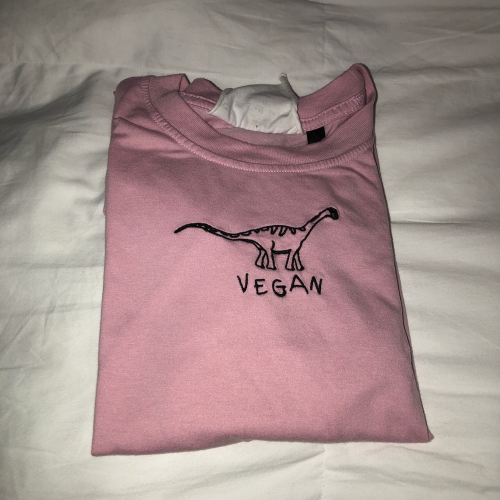 PINK VEGAN DINOSAUR T SHIRT